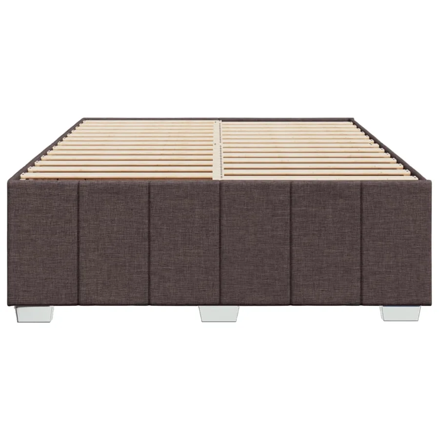 Cadre de lit sans matelas marron foncé 160x200 cm tissu - 4