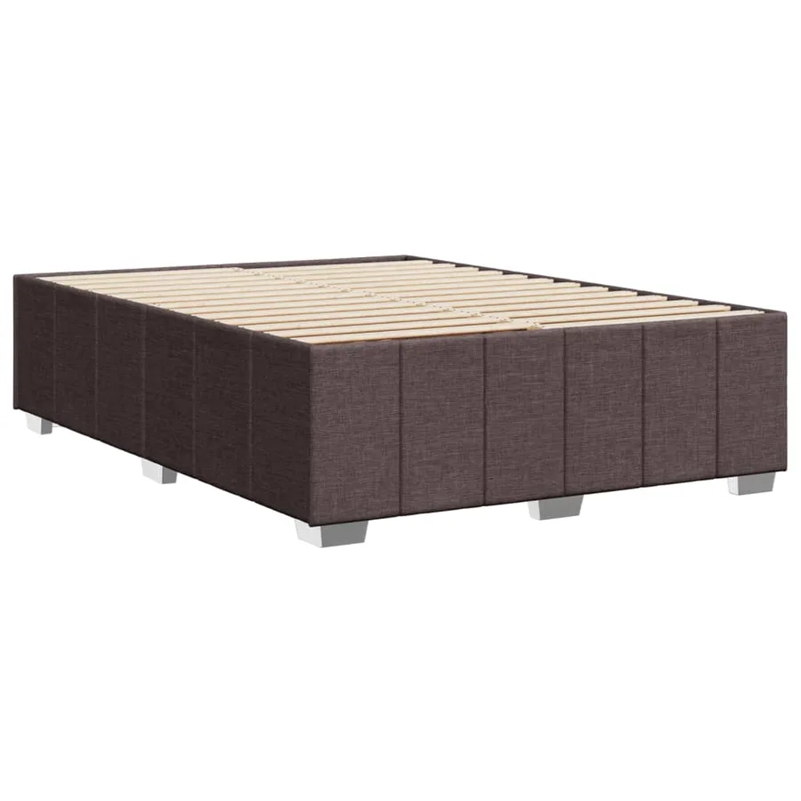 Cadre de lit sans matelas marron foncé 160x200 cm tissu - 6