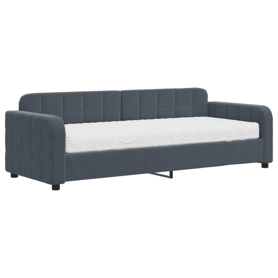 Lit de jour avec matelas gris foncé 80x200 cm velours - 2