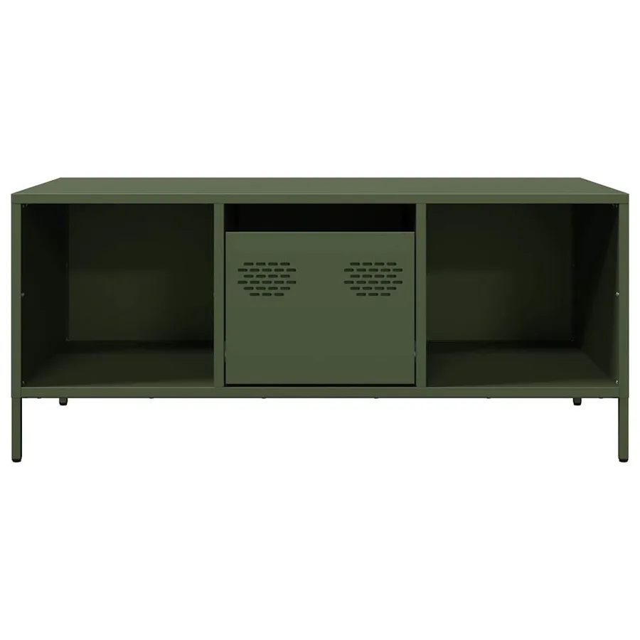 Table basse vert olive 101,5x50x43,5 cm acier laminé à froid - 4