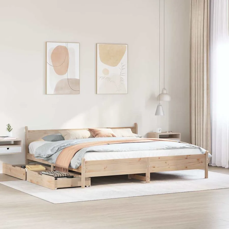 Cadre de lit sans matelas 180x200 cm bois massif de pin