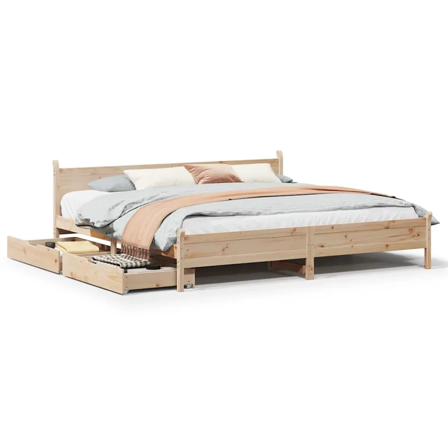 Cadre de lit sans matelas 180x200 cm bois massif de pin - 2