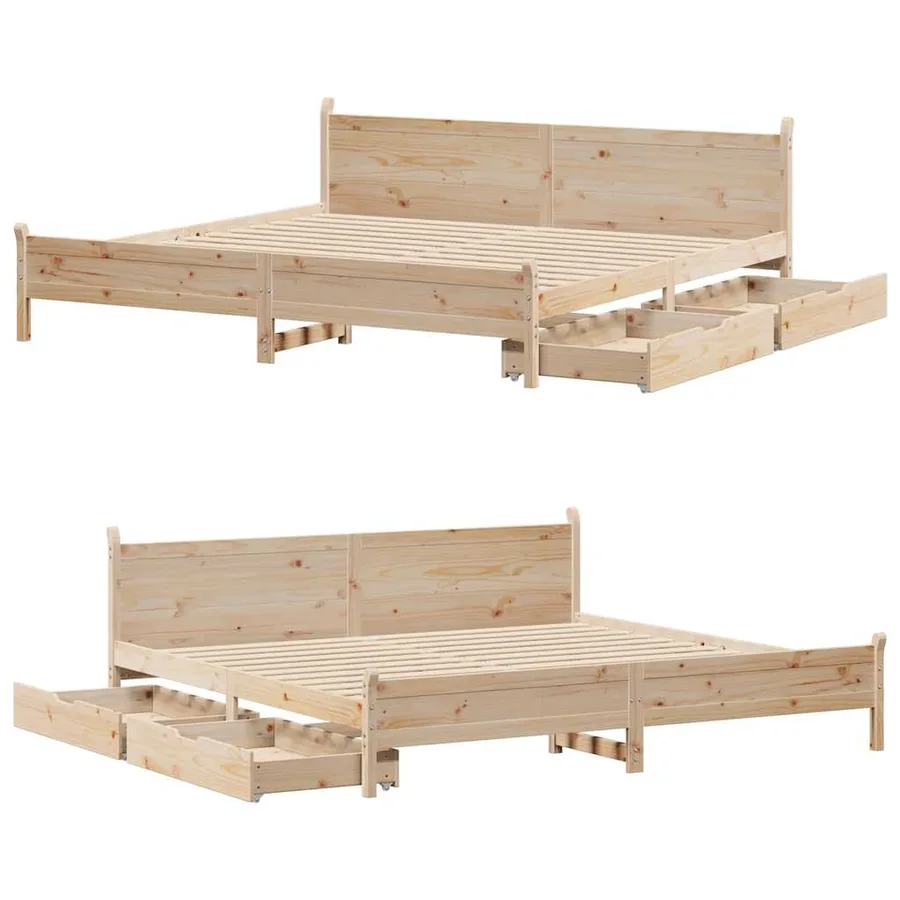 Cadre de lit sans matelas 180x200 cm bois massif de pin - 9