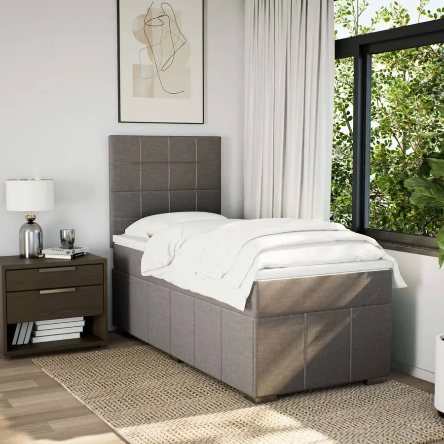 Sommier à lattes de lit avec matelas Taupe 90x190 cm Tissu - 3