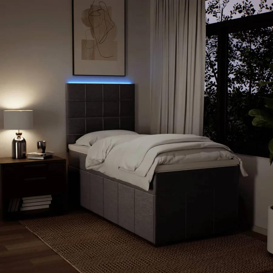 Sommier à lattes de lit avec matelas Taupe 90x190 cm Tissu - 4