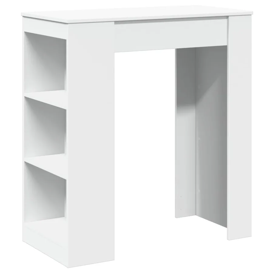 Table de bar avec étagères blanc bois d'ingénierie - 2