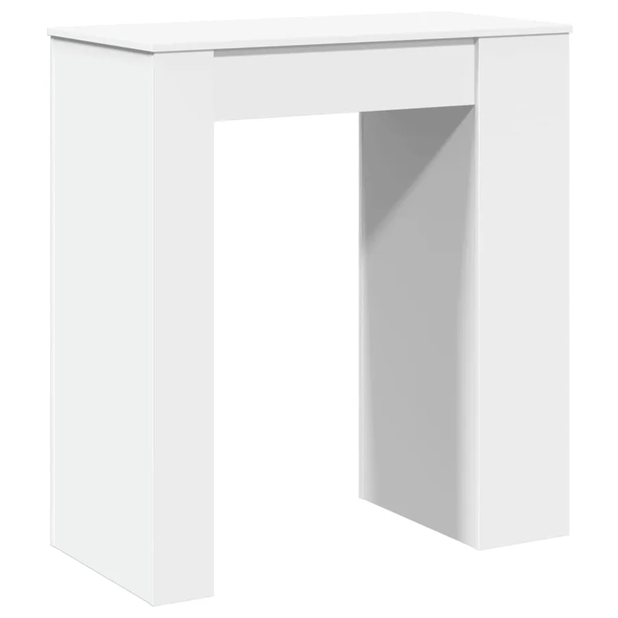 Table de bar avec étagères blanc bois d'ingénierie - 6