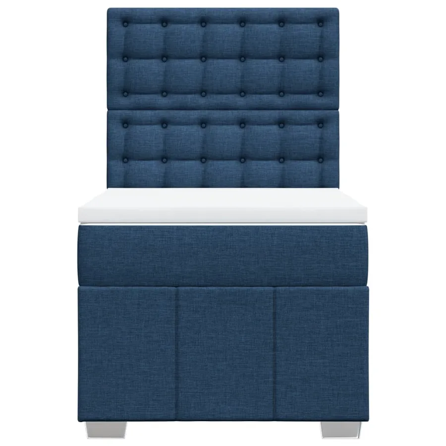 Sommier à lattes de lit avec matelas Bleu 100x200 cm Tissu - 4