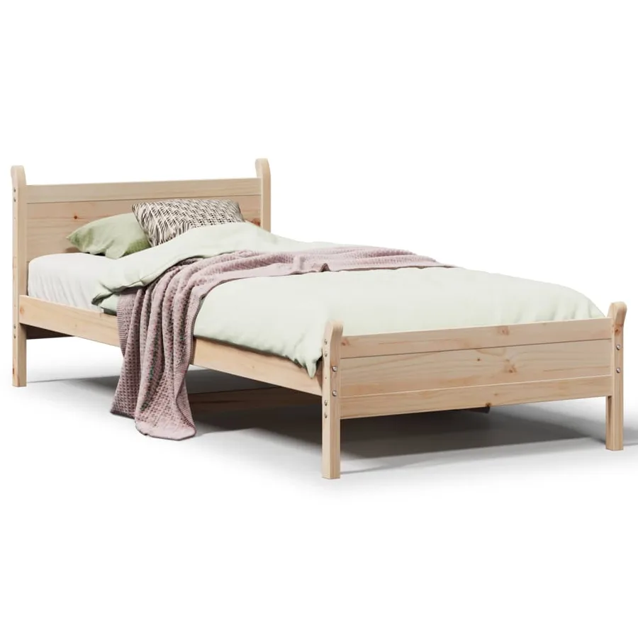 Cadre de lit sans matelas 75x190 cm bois de pin massif - 2