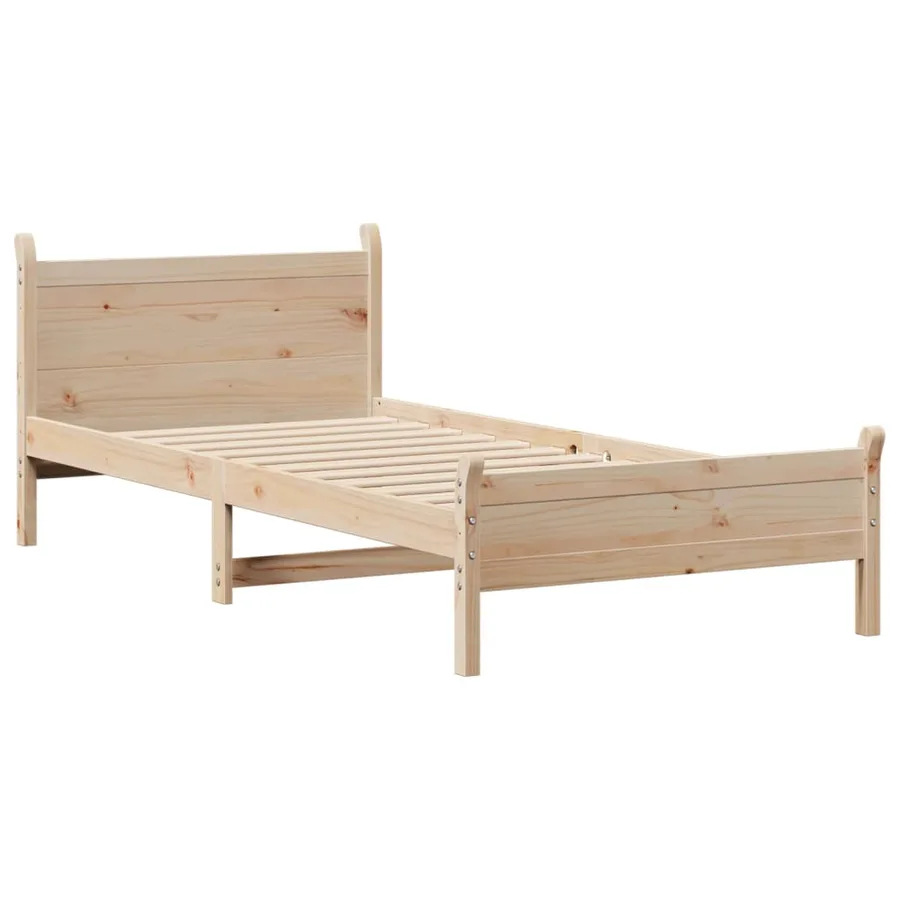 Cadre de lit sans matelas 75x190 cm bois de pin massif - 3