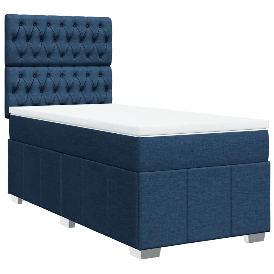 Sommier à lattes de lit avec matelas Bleu 100x200 cm Tissu - 2