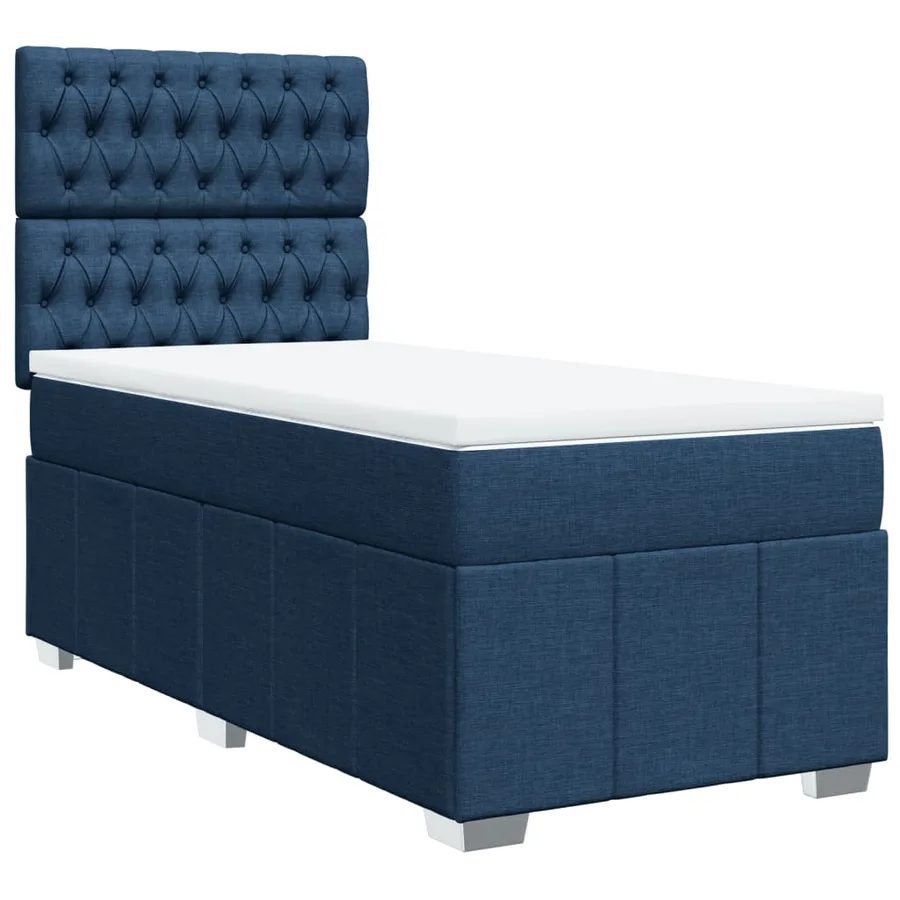 Sommier à lattes de lit avec matelas Bleu 100x200 cm Tissu - 3