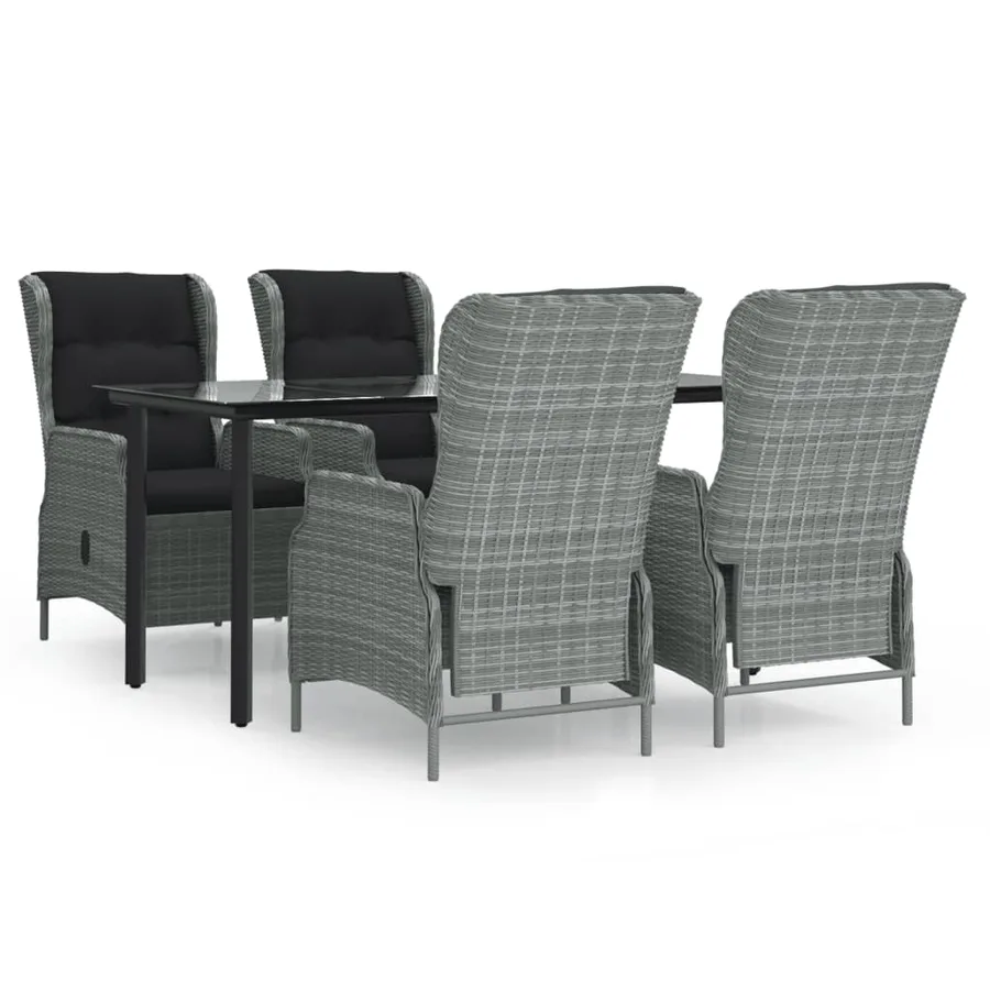 Ensemble à manger de jardin 5 pcs Gris clair Résine tressée - 2