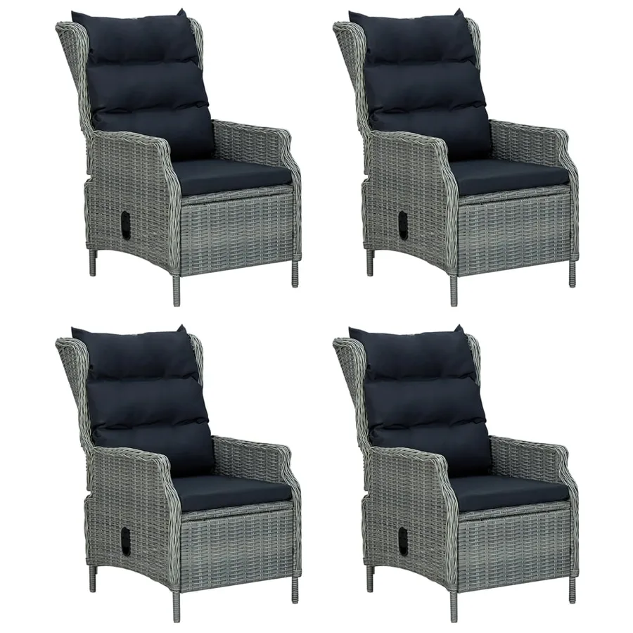 Ensemble à manger de jardin 5 pcs Gris clair Résine tressée - 4
