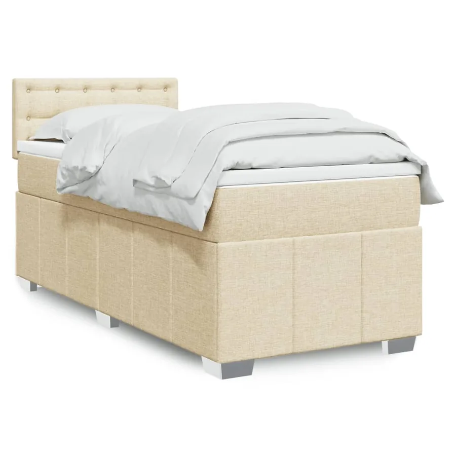 Sommier à lattes de lit avec matelas Crème 80x200 cm Tissu