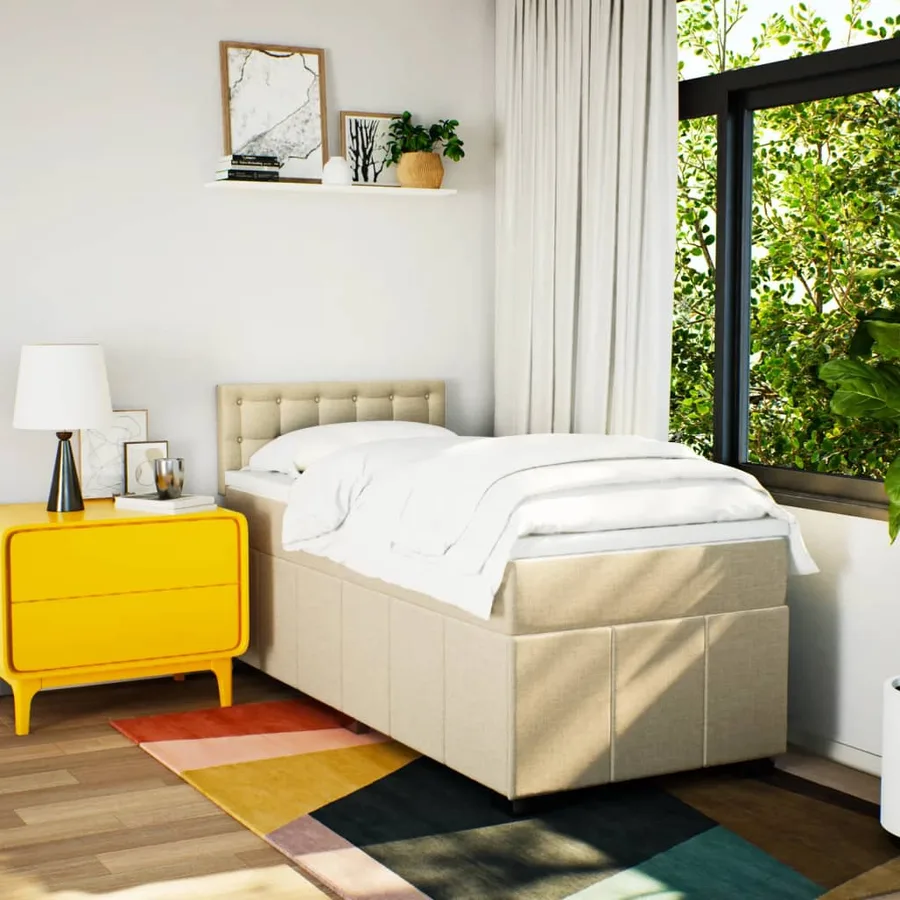 Sommier à lattes de lit avec matelas Crème 80x200 cm Tissu - 3