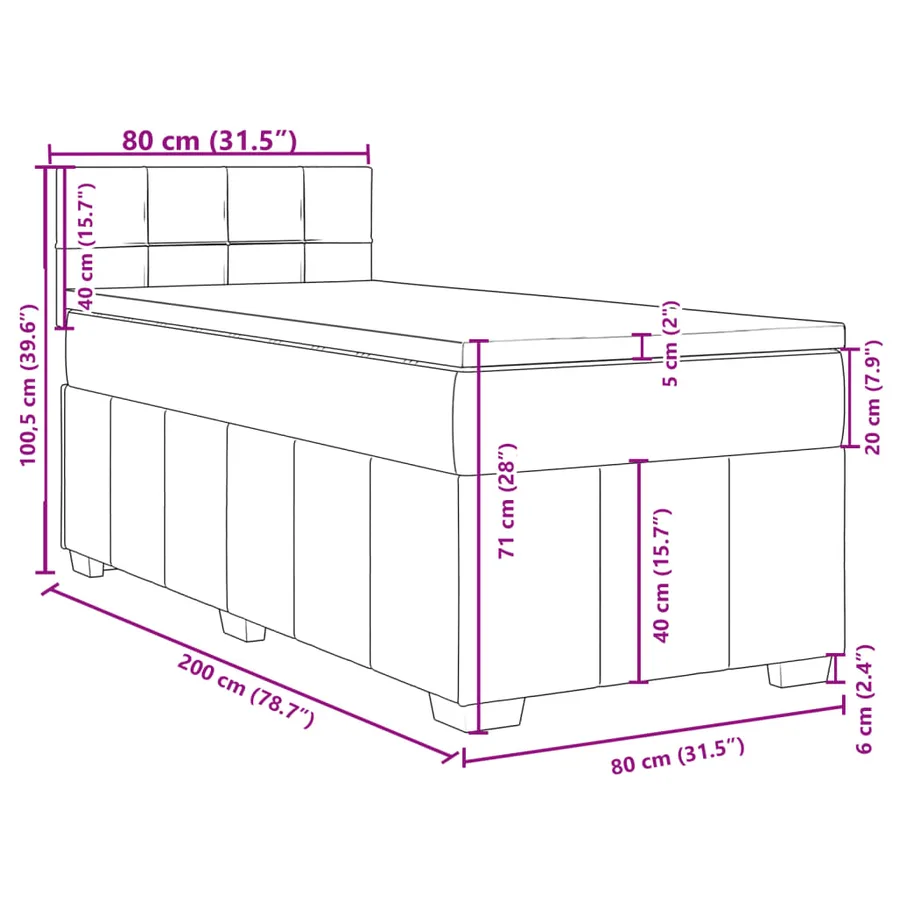 Sommier à lattes de lit avec matelas Crème 80x200 cm Tissu - 13