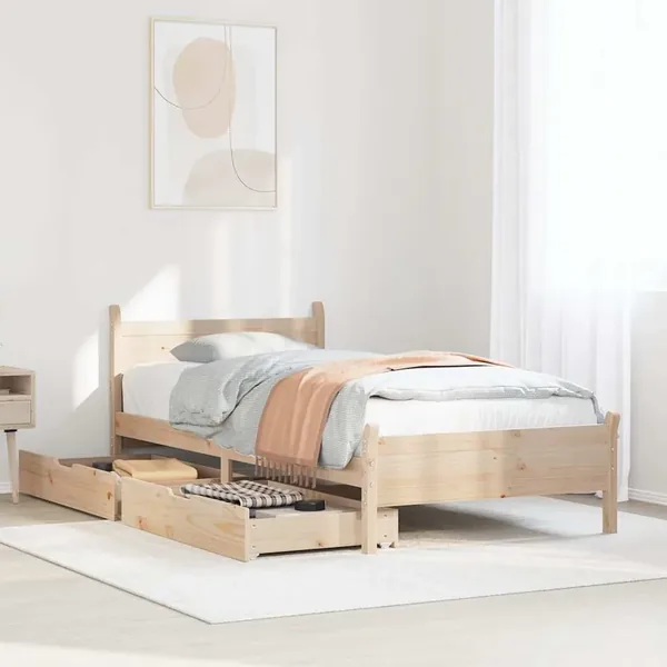 Cadre de lit sans matelas 75x190 cm bois de pin massif