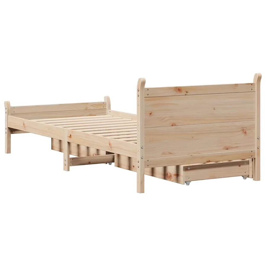 Cadre de lit sans matelas 75x190 cm bois de pin massif - 8