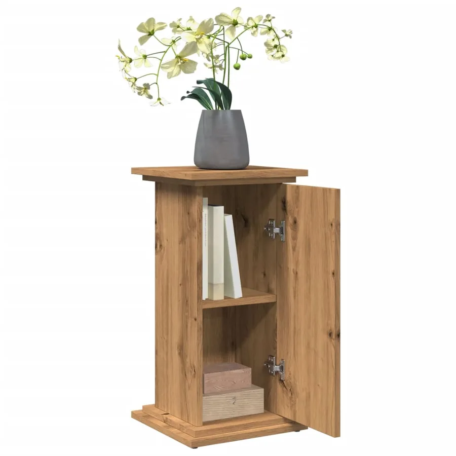 Piédestal avec rangement chêne artisanal bois d'ingénierie - 4