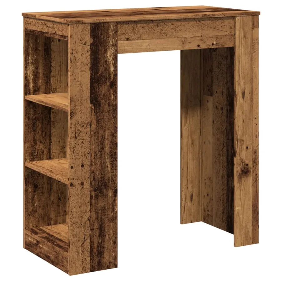 Table de bar avec étagères vieux bois bois d'ingénierie - 2