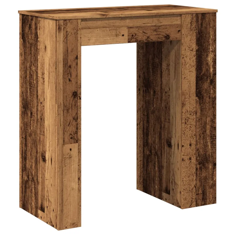 Table de bar avec étagères vieux bois bois d'ingénierie - 6