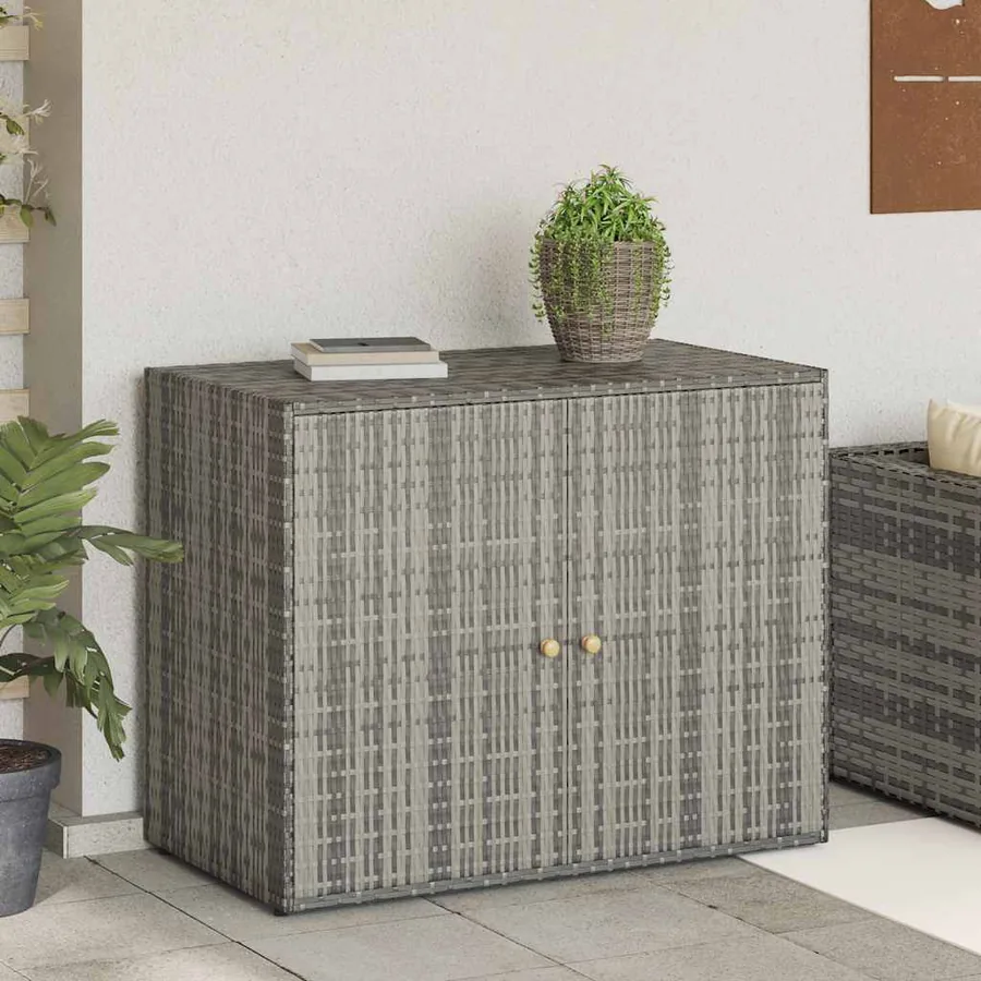 Armoire de rangement jardin Gris 100x55,5x80 cm Résine tressée