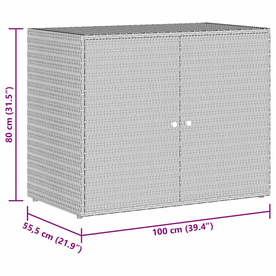 Armoire de rangement jardin Gris 100x55,5x80 cm Résine tressée - 11