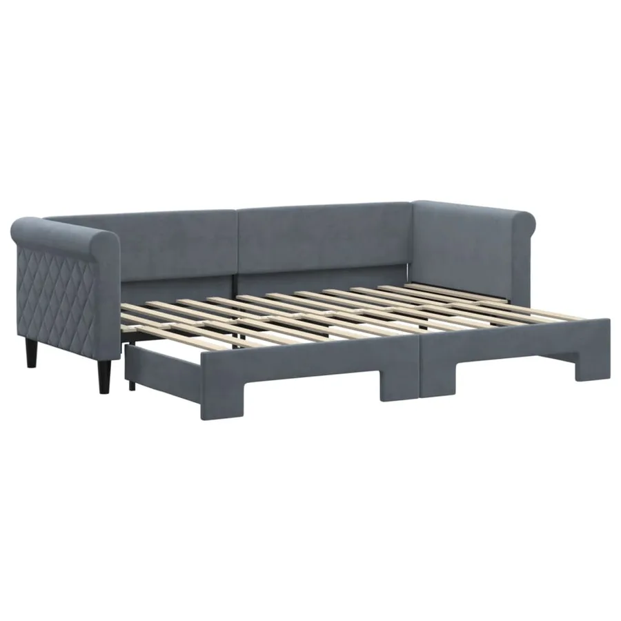 Lit de jour avec gigogne sans matelas gris foncé 80x200 cm - 2