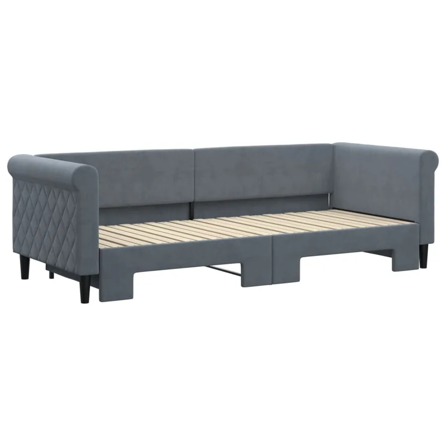 Lit de jour avec gigogne sans matelas gris foncé 80x200 cm - 3