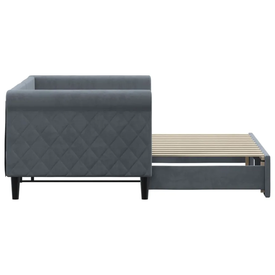 Lit de jour avec gigogne sans matelas gris foncé 80x200 cm - 4