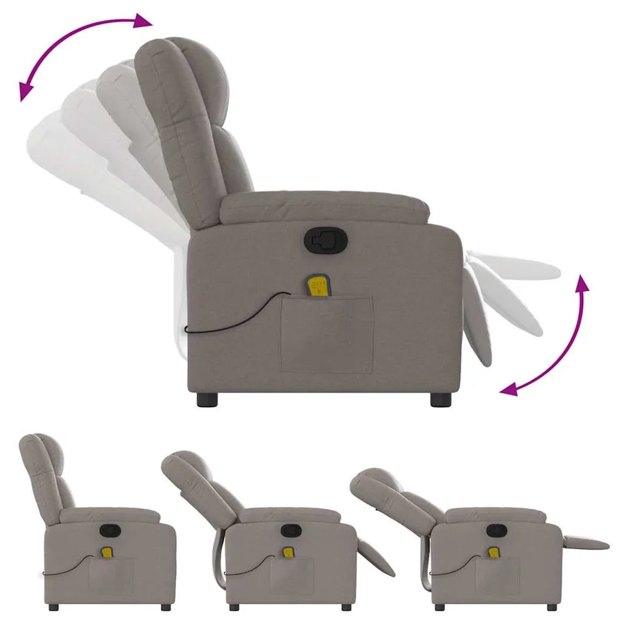 Fauteuil de massage inclinable Taupe Tissu - 5