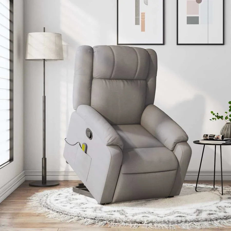 Fauteuil inclinable de massage Taupe Tissu - 16
