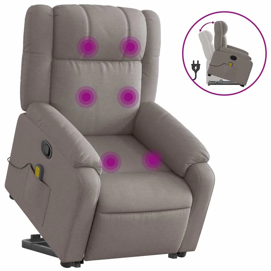 Fauteuil inclinable de massage Taupe Tissu - 2