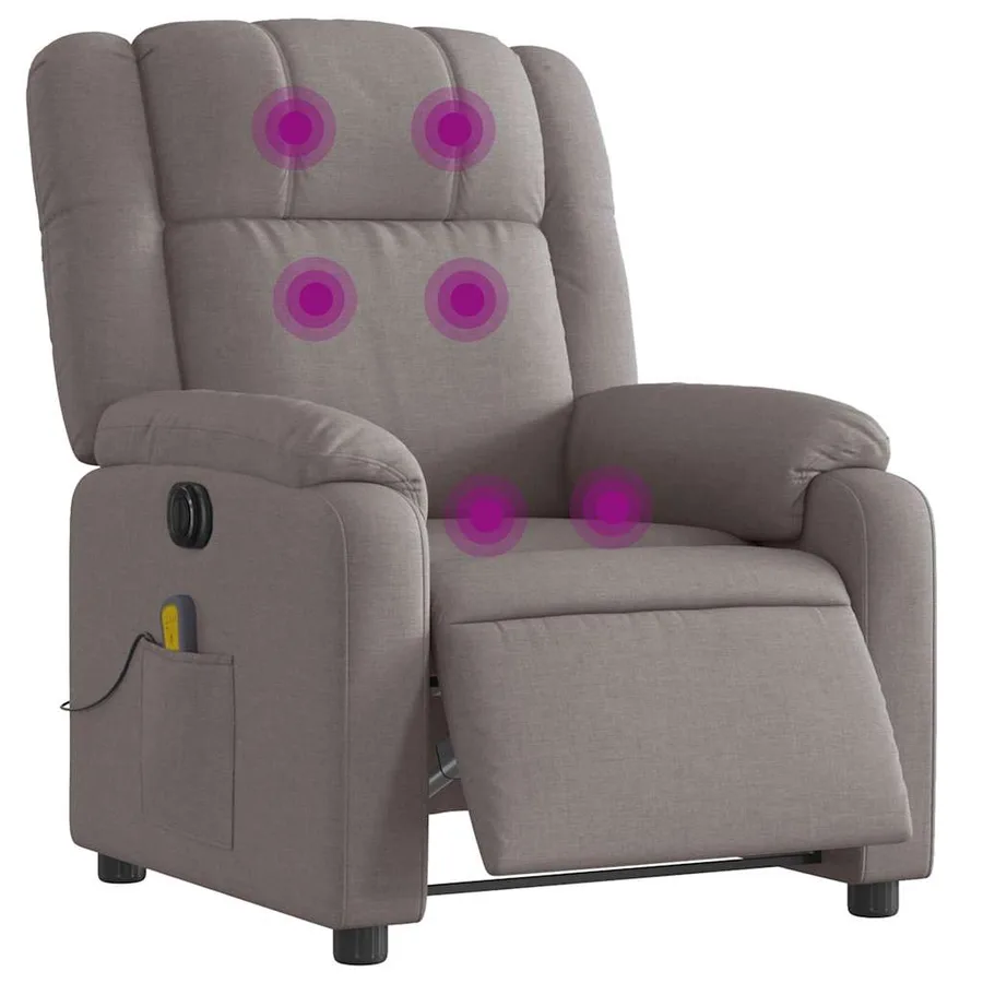 Fauteuil de massage inclinable électrique Taupe Tissu - 3
