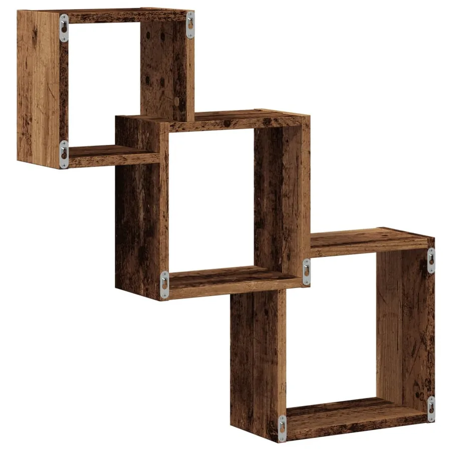 Étagère murale en forme de cube vieux bois bois d'ingénierie - 6
