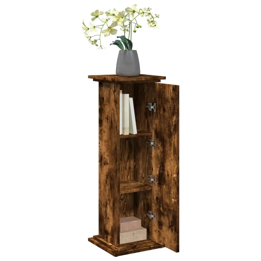 Piédestal avec rangement chêne fumé 31x30x90 cm bois ingénierie - 4