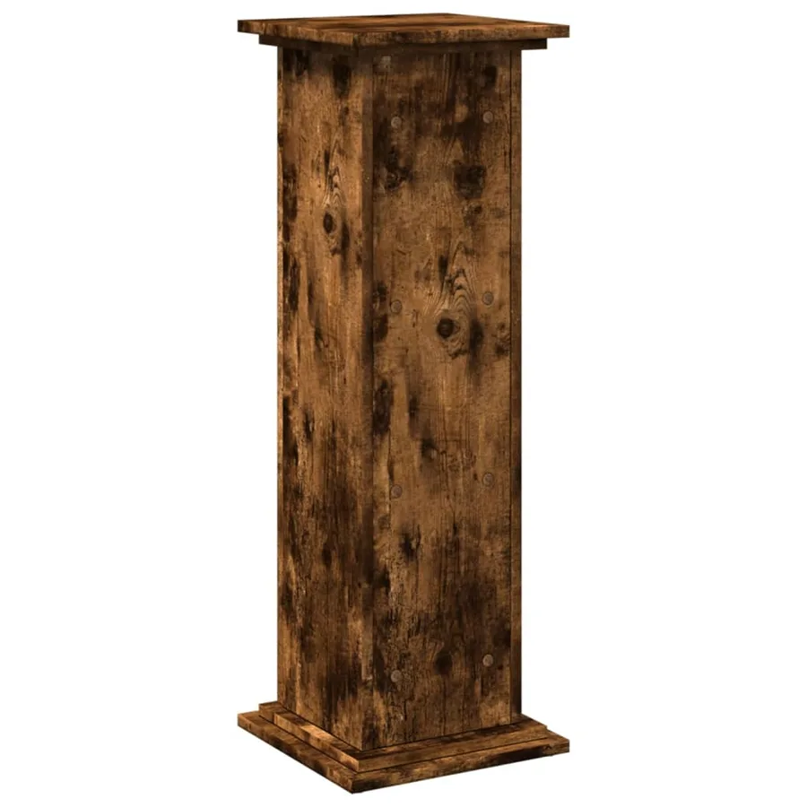 Piédestal avec rangement chêne fumé 31x30x90 cm bois ingénierie - 8