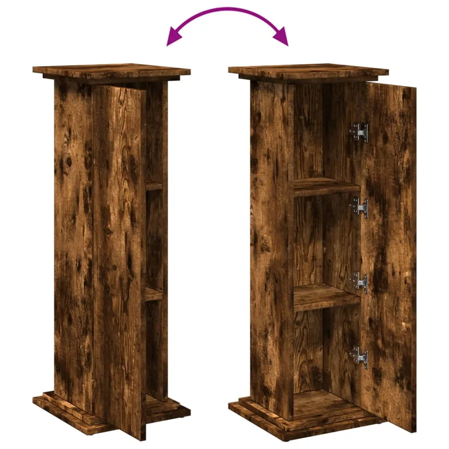 Piédestal avec rangement chêne fumé 31x30x90 cm bois ingénierie - 9