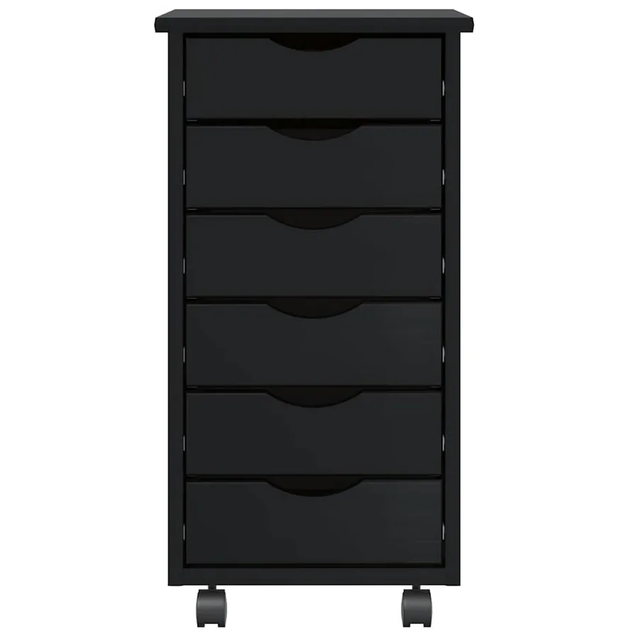 Armoire roulante avec tiroirs MOSS noir bois de pin solide - 3