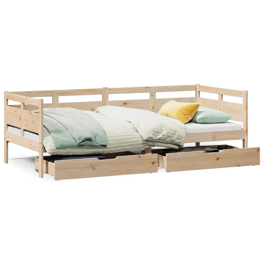 Lit de jour avec tiroirs sans matelas 90x190 cm bois massif - 2