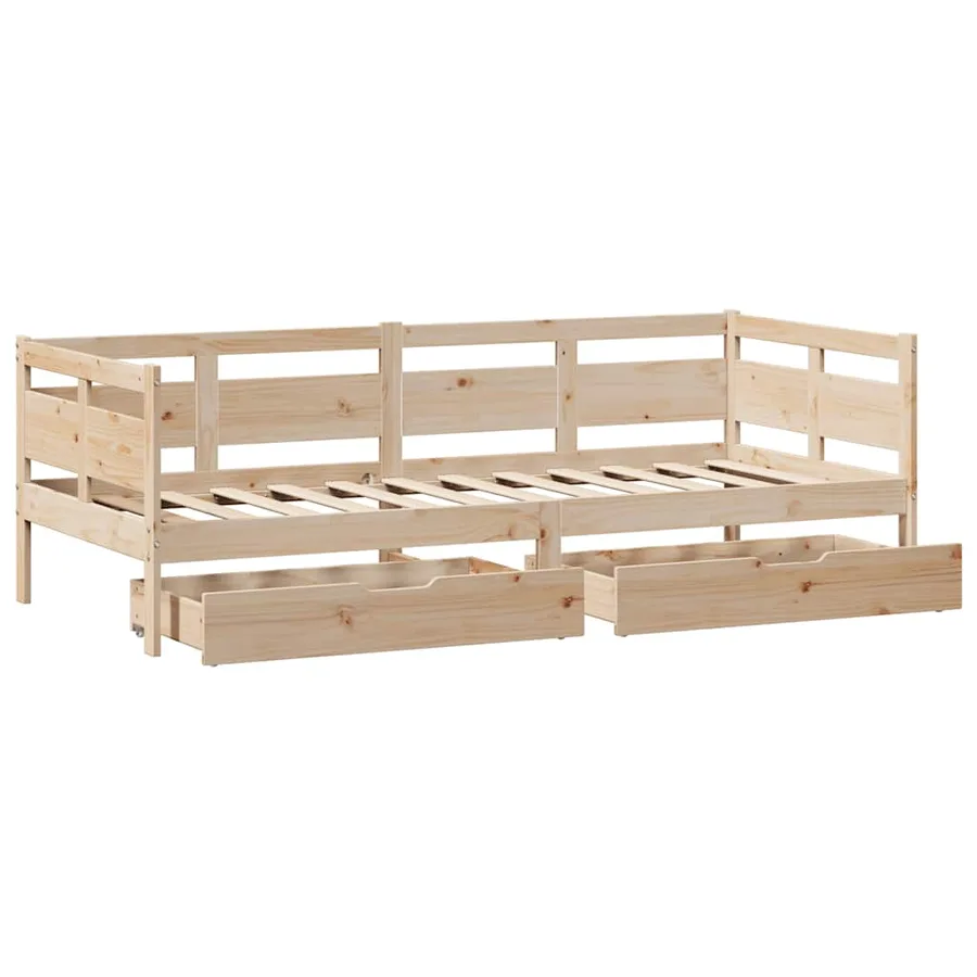 Lit de jour avec tiroirs sans matelas 90x190 cm bois massif - 9