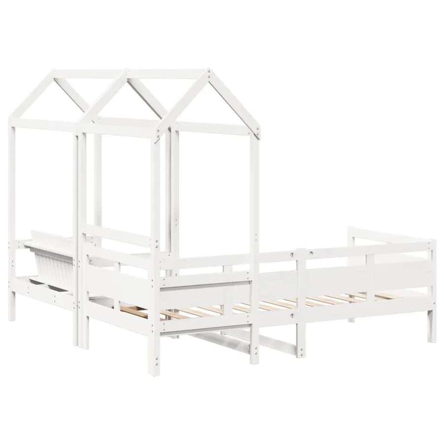 Ensemble de lit de jour et de banc et toit sans matelas blanc - 9
