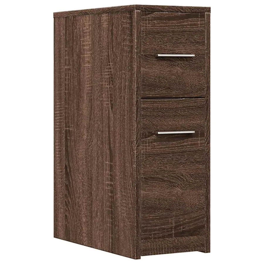 Armoire de salle de bain étroite avec roulettes chêne marron - 2