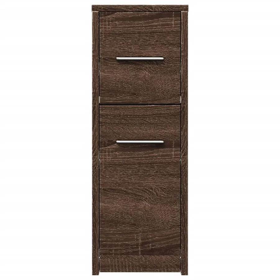 Armoire de salle de bain étroite avec roulettes chêne marron - 4