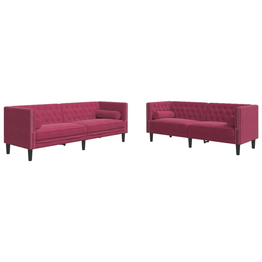 Ensemble de canapé Chesterfield et traversins 2 pcs velours - 2
