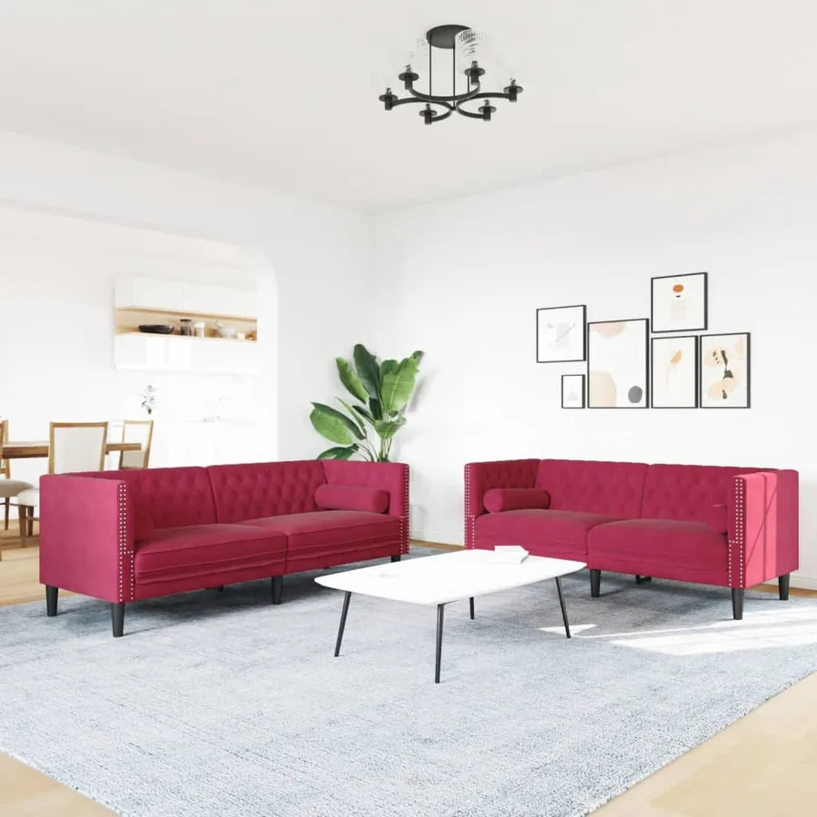 Ensemble de canapé Chesterfield et traversins 2 pcs velours - 3