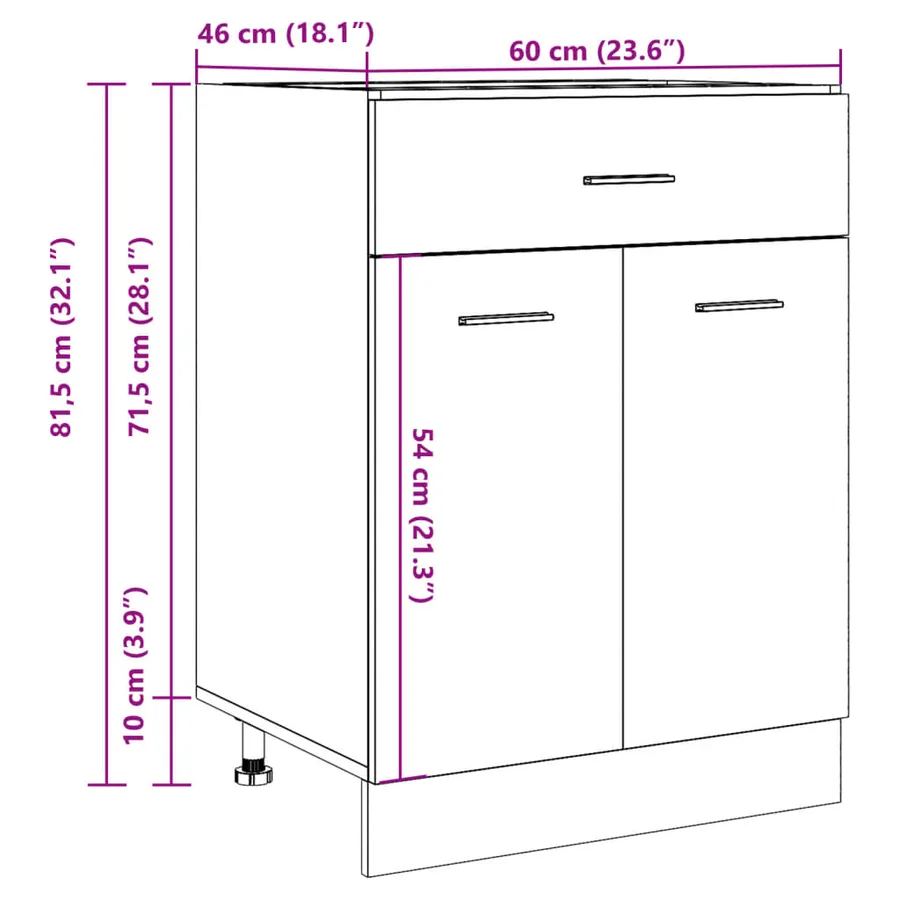 Armoire à tiroirs "Lyon" Gris béton 60 x 46 x 81,5 cm Bois d'ingénierie - 11