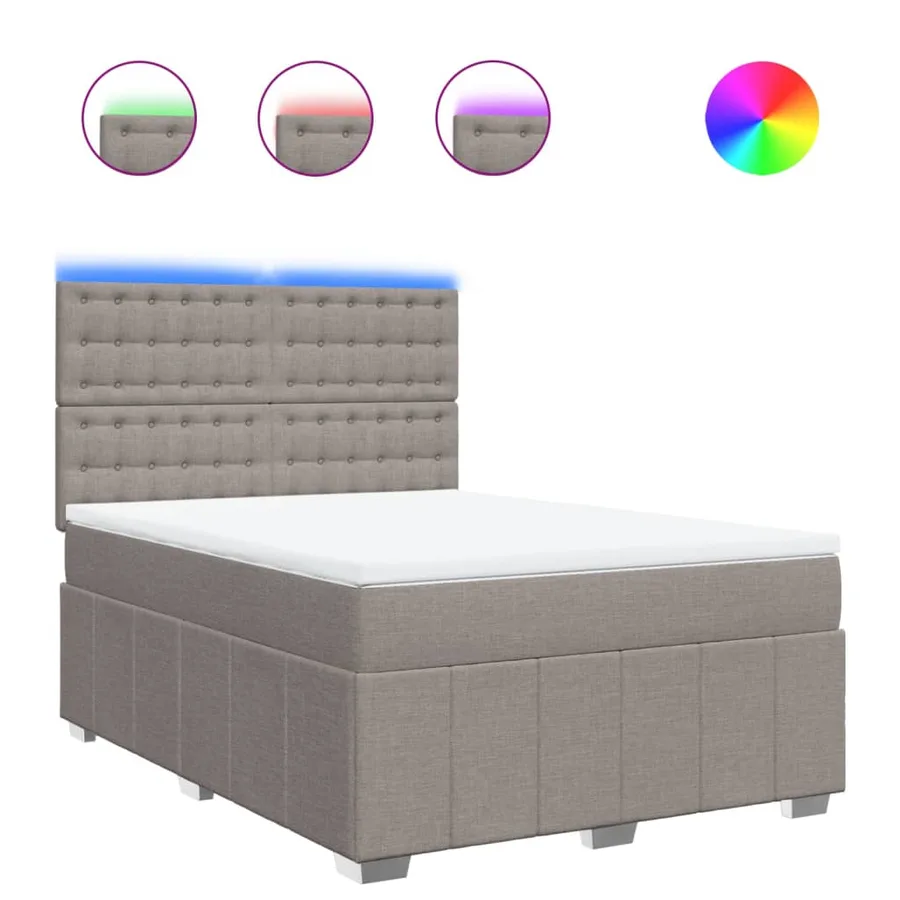 Sommier à lattes de lit avec matelas Taupe 160x200 cm Tissu - 2