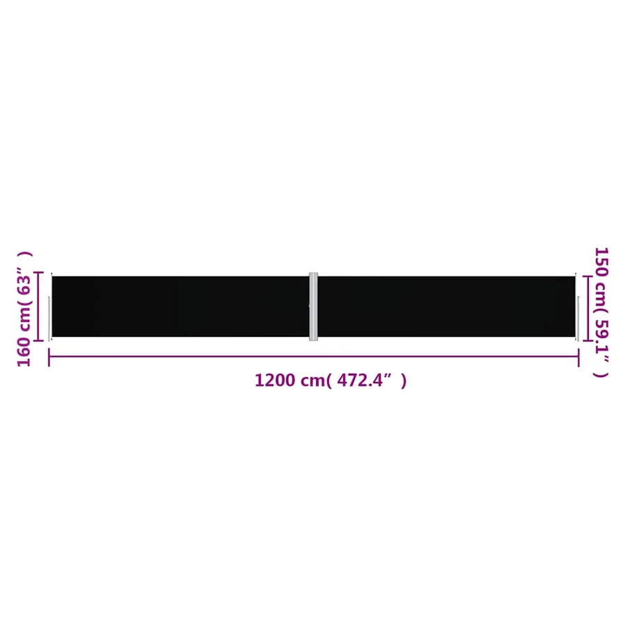 Auvent latéral rétractable Noir 160x1200 cm - 8